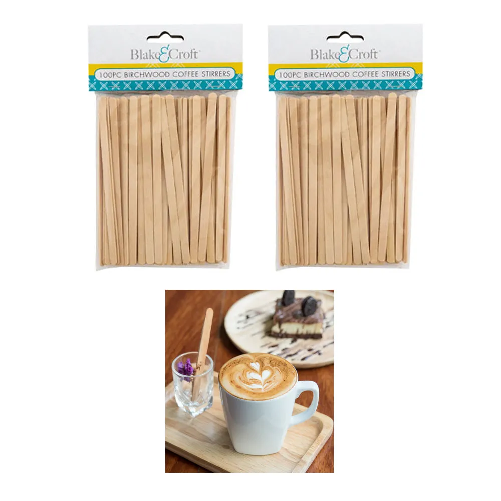 100pc Birchwood Coffee Stirrers Cocktail Mixer Drink Swizzle Mix Bar Craft Stick