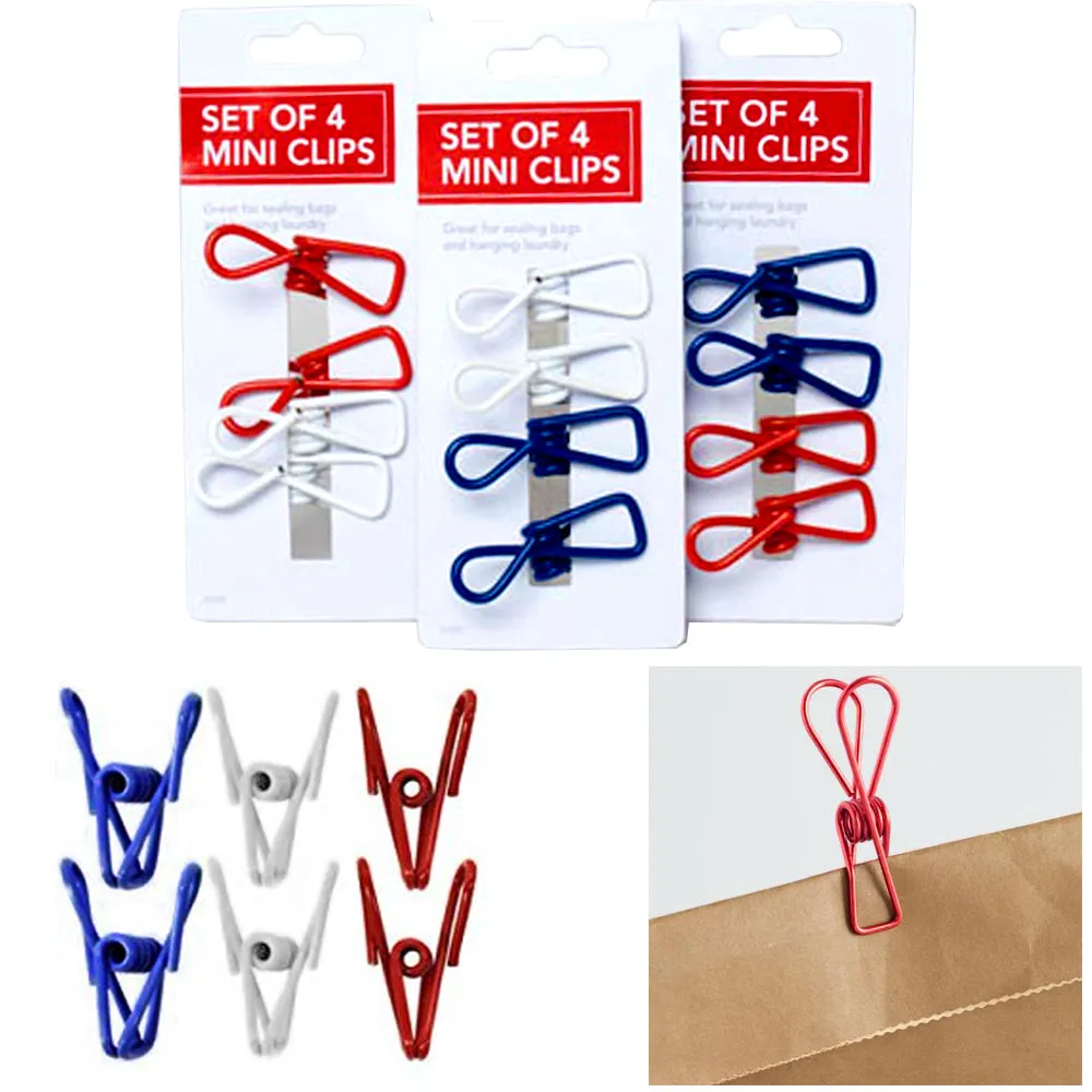 12 Multi Purpose Mini Clips Wire Clamp Metal Food Sealing Bag Snack Chip Holder