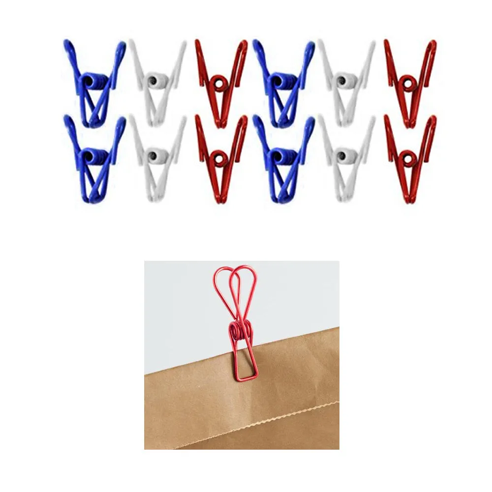 12 Multi Purpose Mini Clips Wire Clamp Metal Food Sealing Bag Snack Chip Holder
