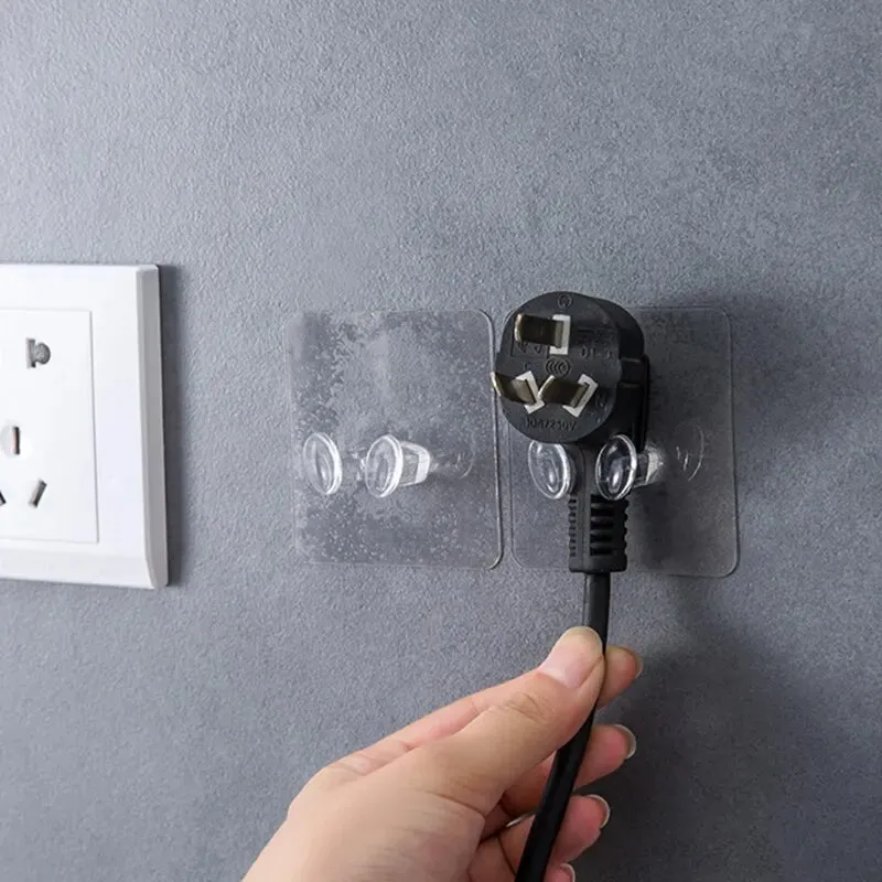 20 40pcs Hook Power Plug Bracket Tidy Hanging Rack Strong Adhesion Seamless Waterproof Kitchen Bathroom Wall Hook