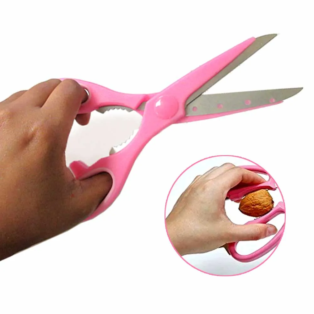 2pc Pink Scissors Stainless Steel Kitchen Sharp Shears Multi-Purpose Food Cutter