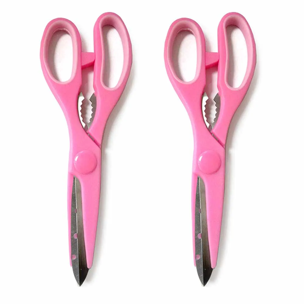 2pc Pink Scissors Stainless Steel Kitchen Sharp Shears Multi-Purpose Food Cutter
