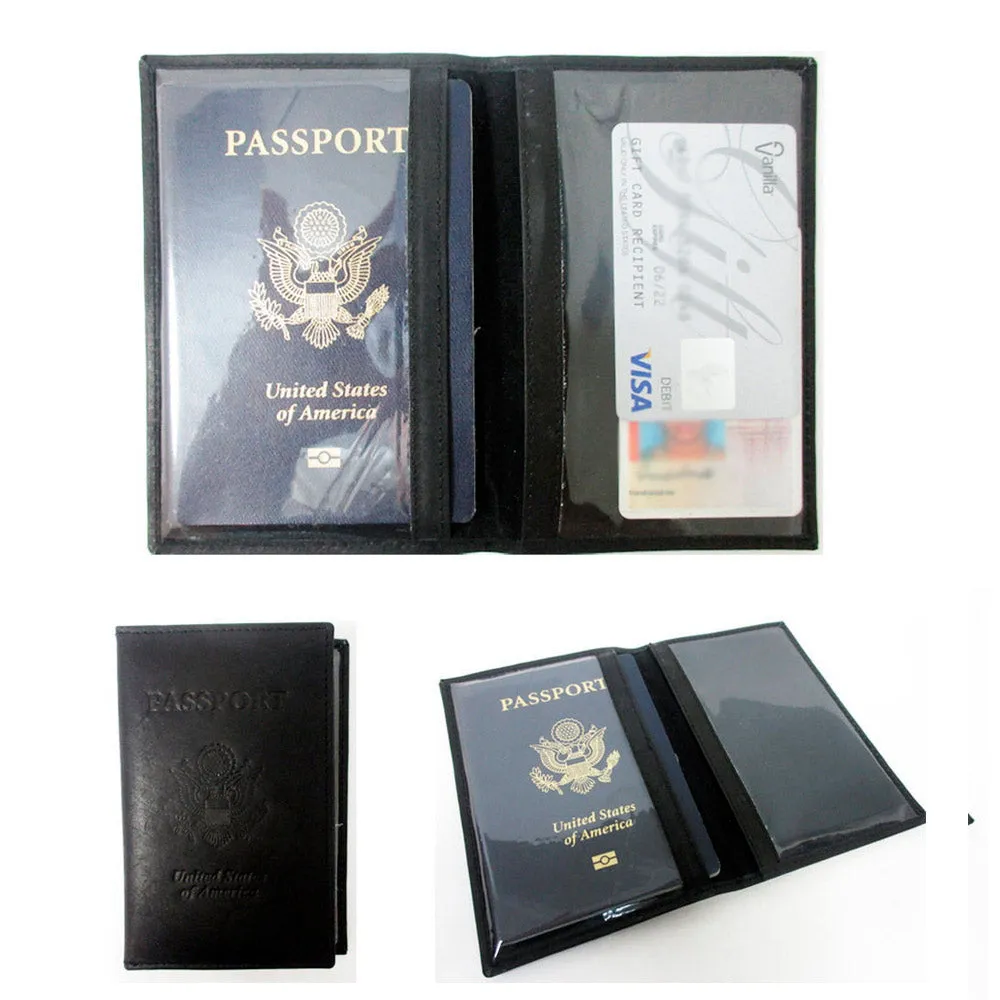 3 Usa Passport Holder Organizer Card Case Protector Leather Cover Travel Wallet