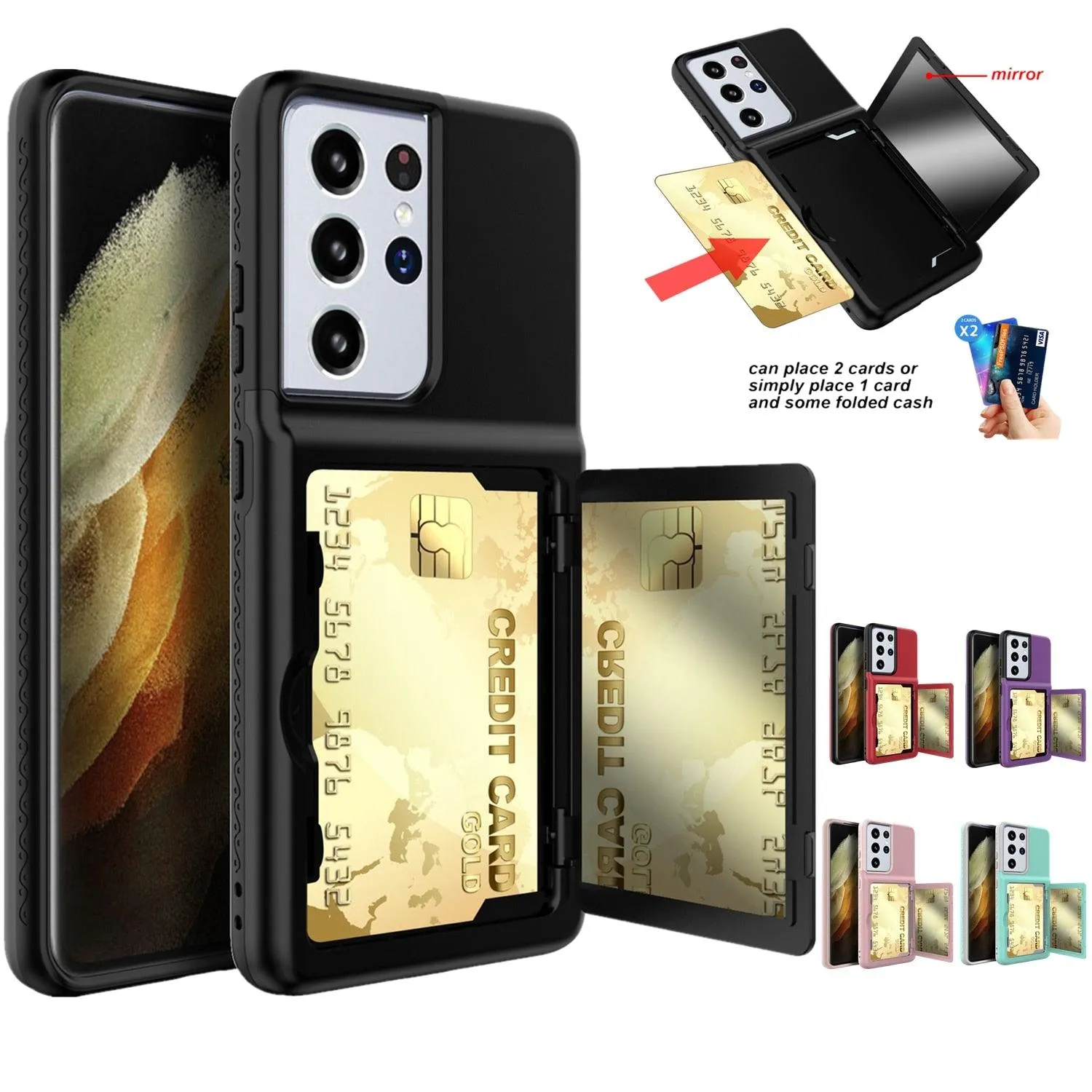 Armor Slide Card Case For Samsung Galaxy S21 Ultra Plus