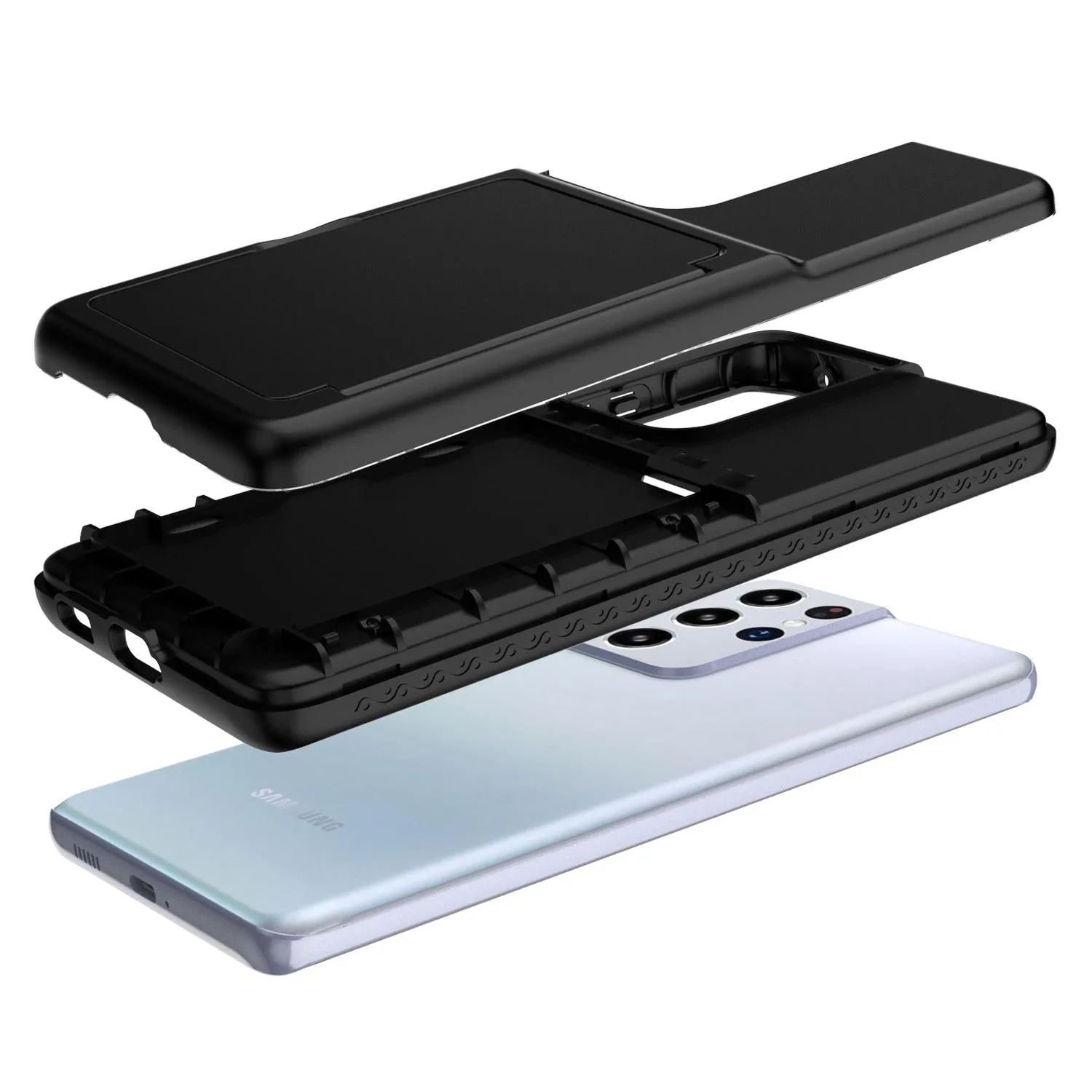 Armor Slide Card Case For Samsung Galaxy S21 Ultra Plus