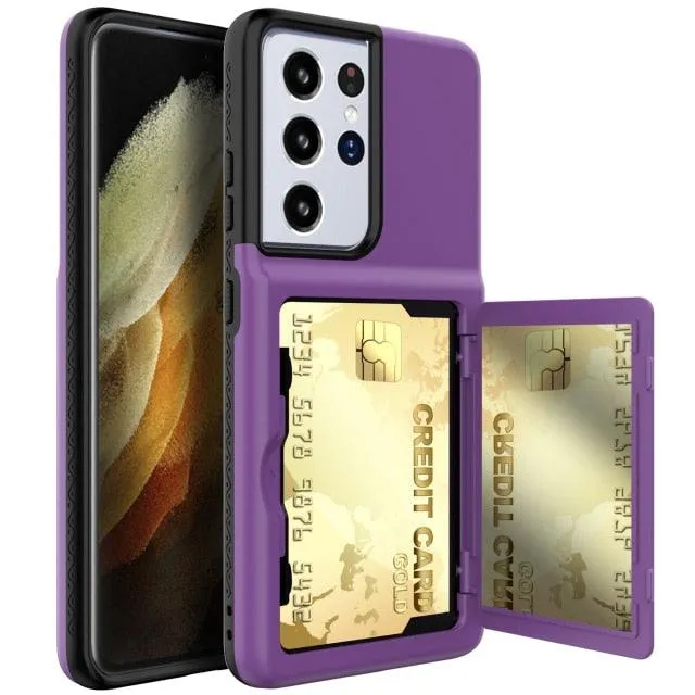 Armor Slide Card Case For Samsung Galaxy S21 Ultra Plus