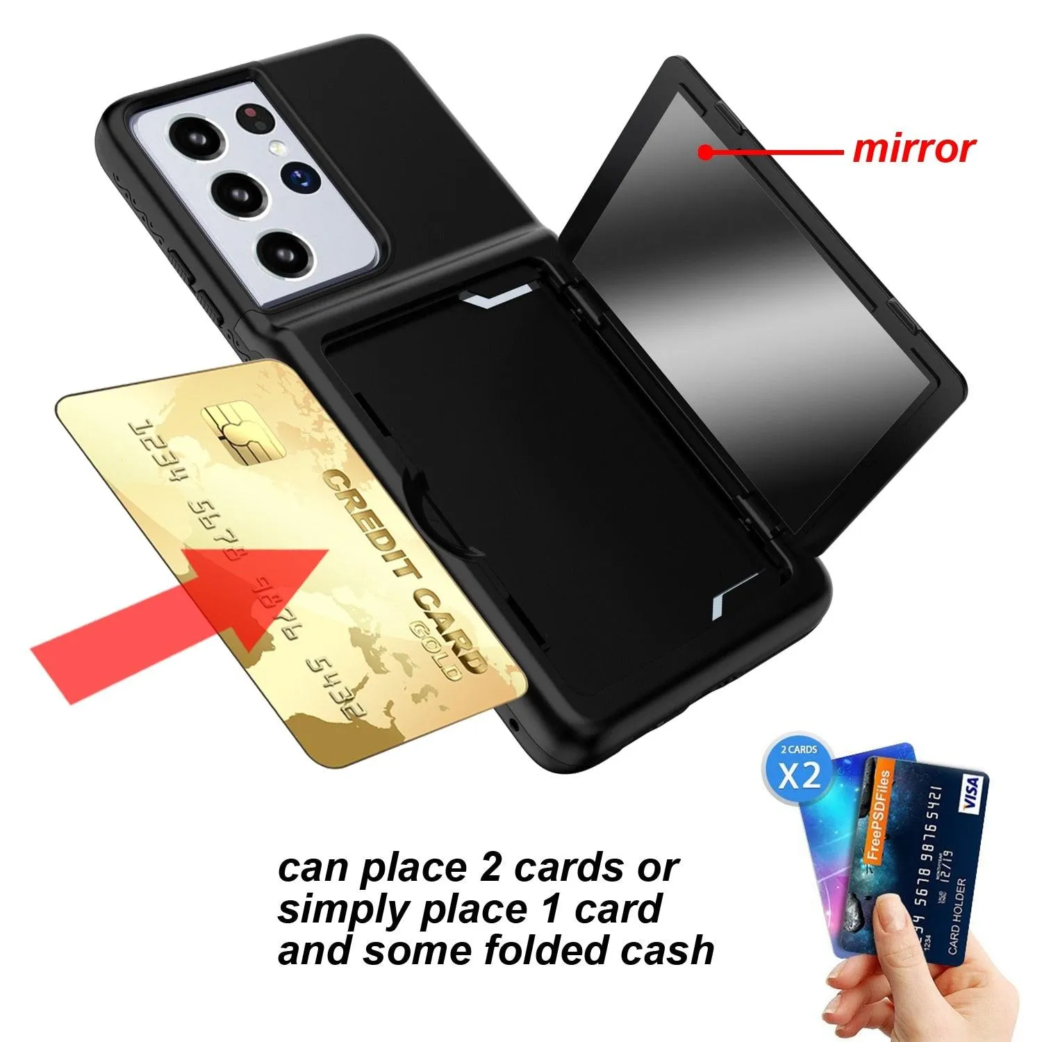Armor Slide Card Case For Samsung Galaxy S21 Ultra Plus