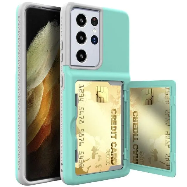 Armor Slide Card Case For Samsung Galaxy S21 Ultra Plus