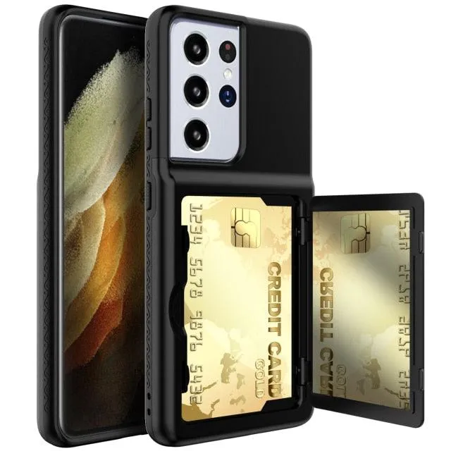 Armor Slide Card Case For Samsung Galaxy S21 Ultra Plus