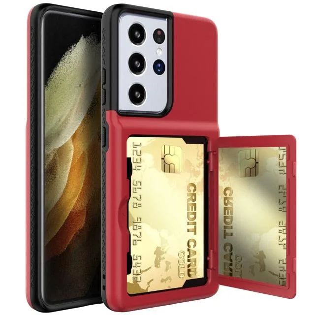 Armor Slide Card Case For Samsung Galaxy S21 Ultra Plus