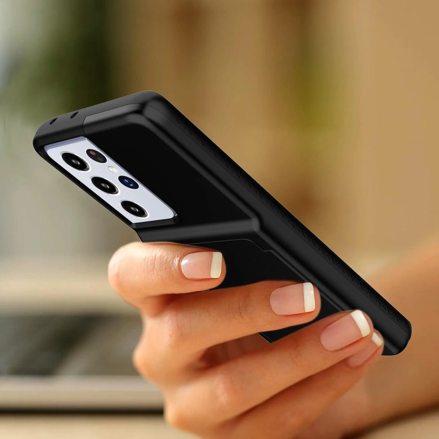 Armor Slide Card Case For Samsung Galaxy S21 Ultra Plus