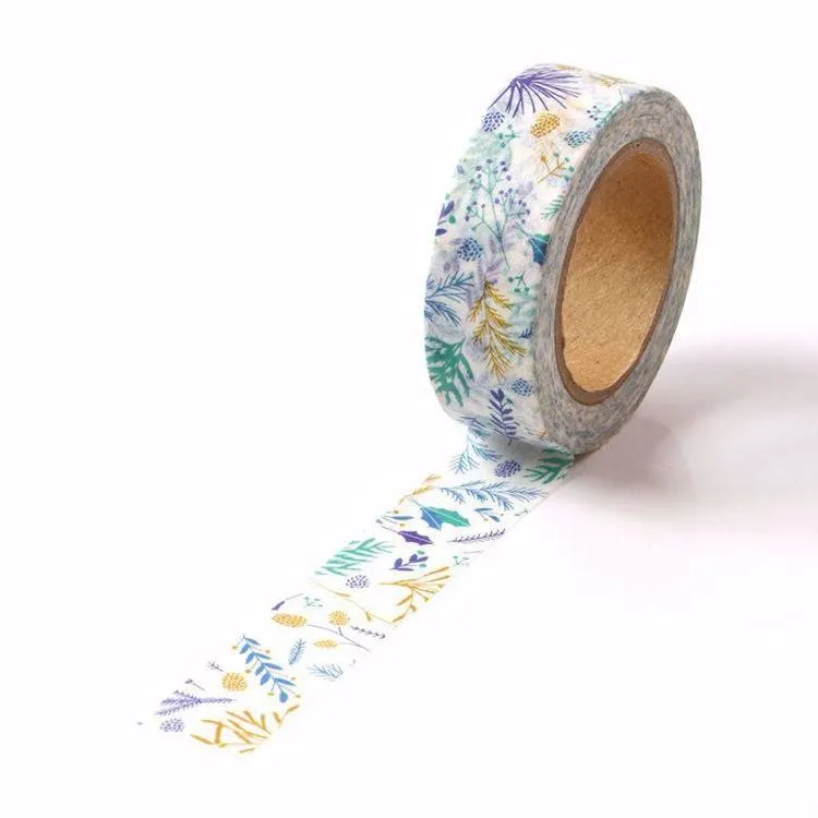 Blue Green Floral Washi Tape