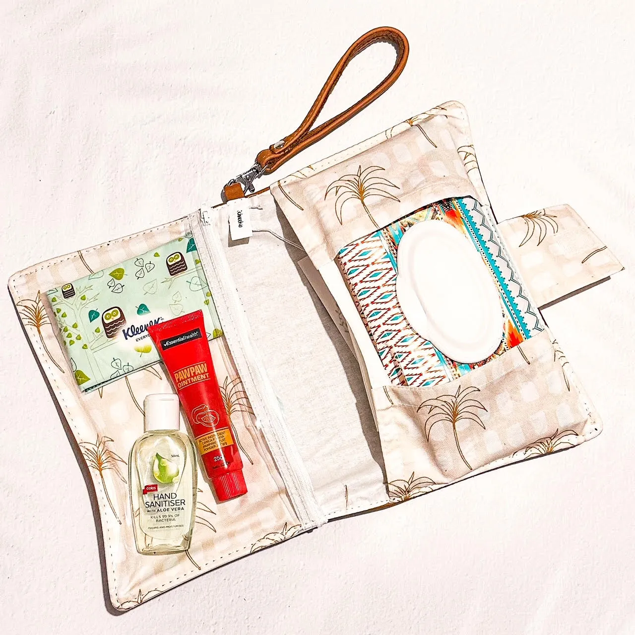 Deluxe Leather Nappy Wallet - Palm Gingham