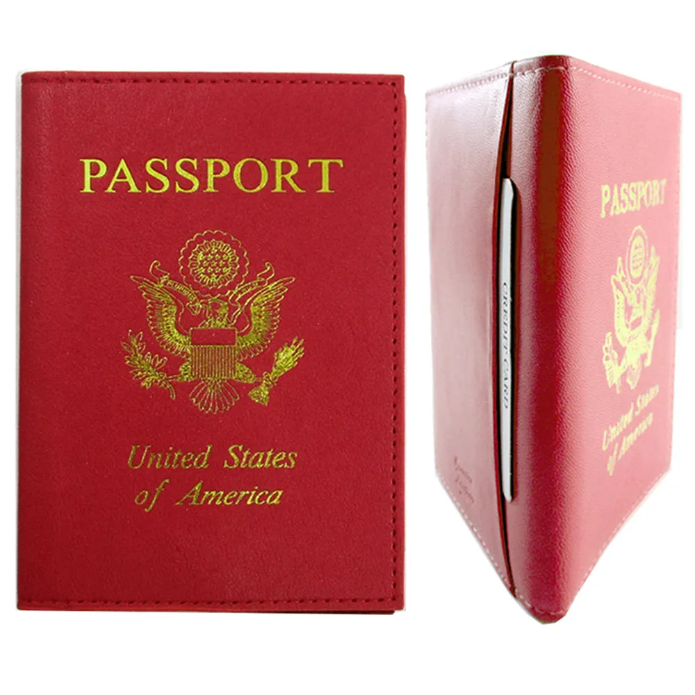 Genuine Leather Slim Travel Passport Wallet Holder RFID Blocking Cards Cover US