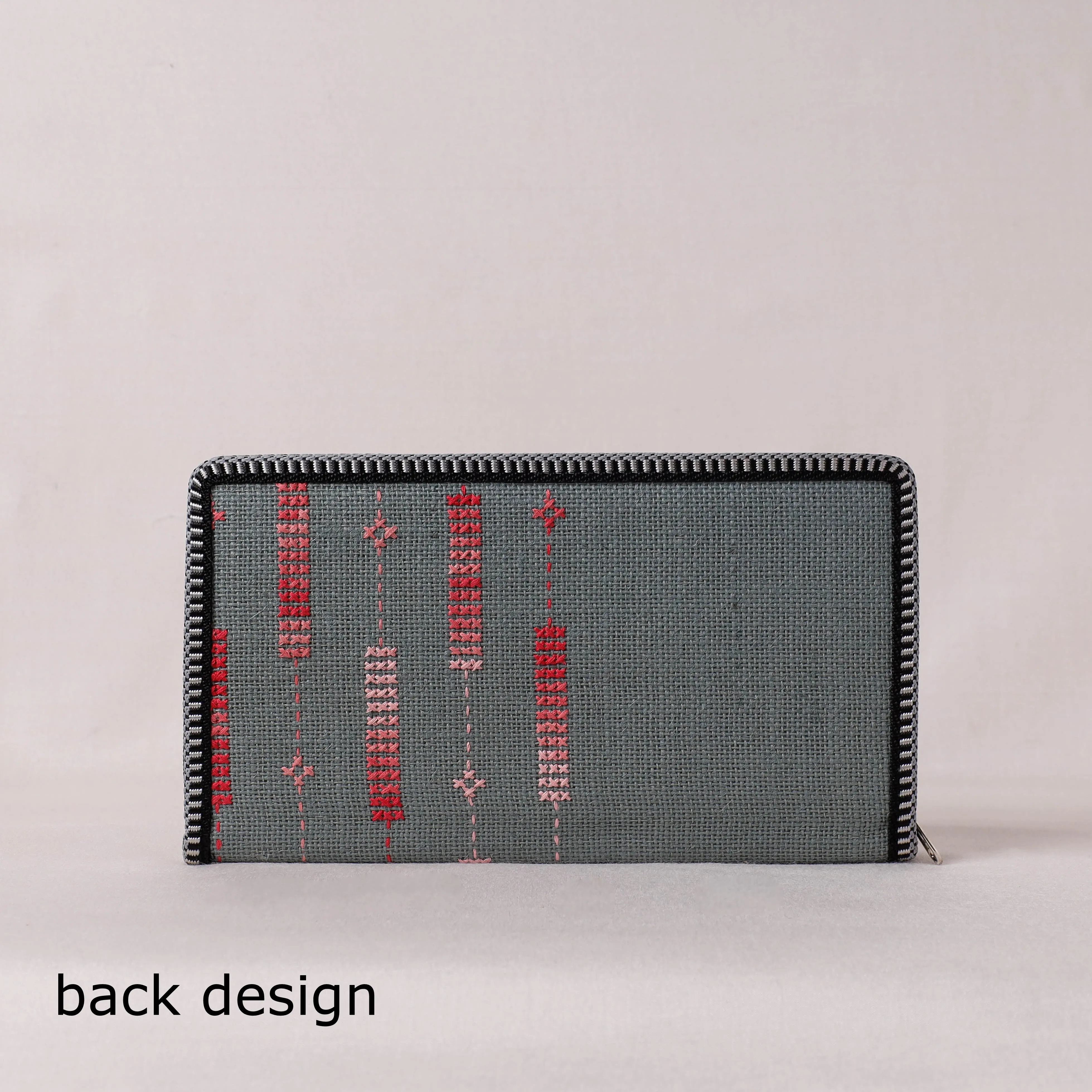 Grey - Tribal Embroidery Jute Passport Cover