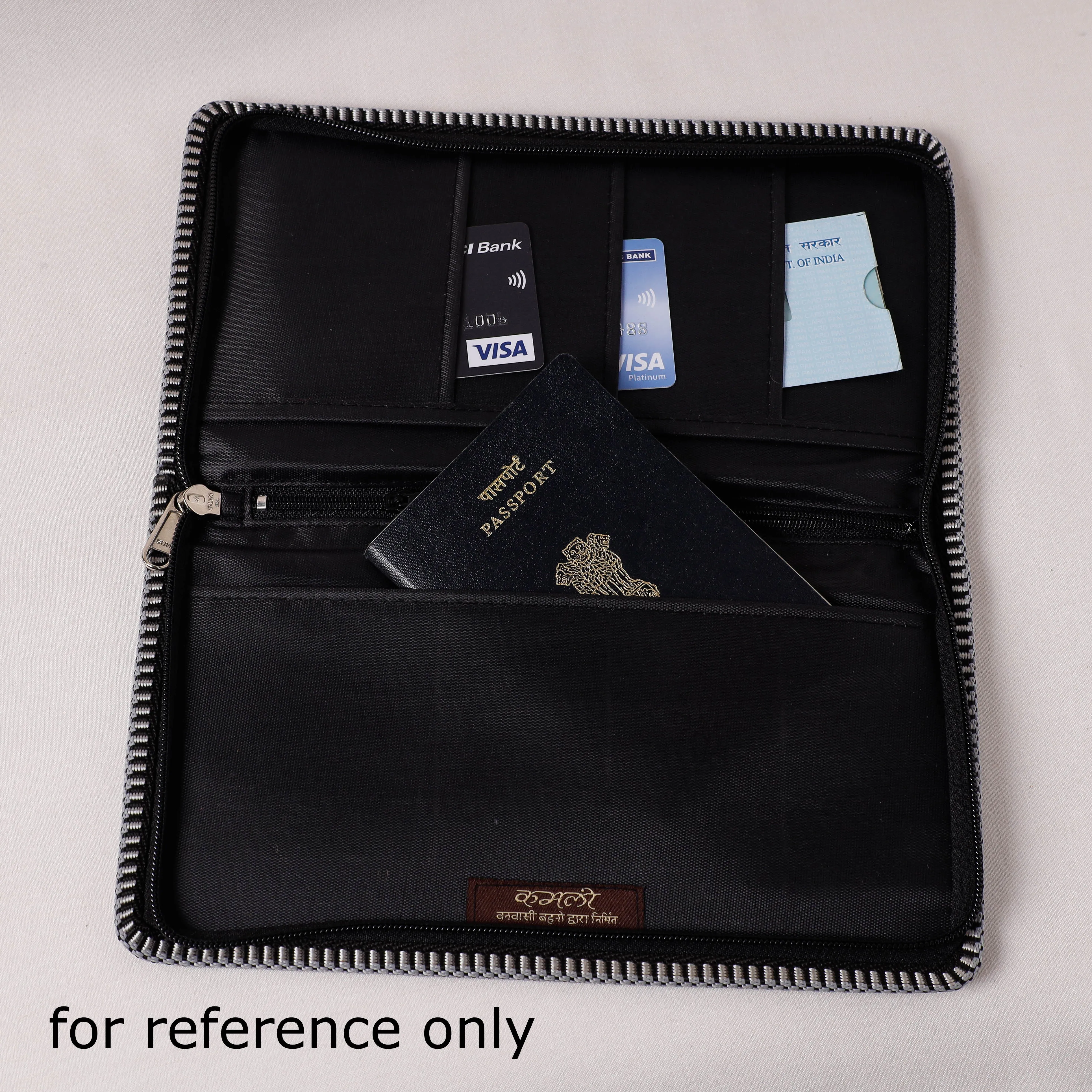 Grey - Tribal Embroidery Jute Passport Cover