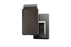 Groove Wallet Gun Metal/ Brown Leather