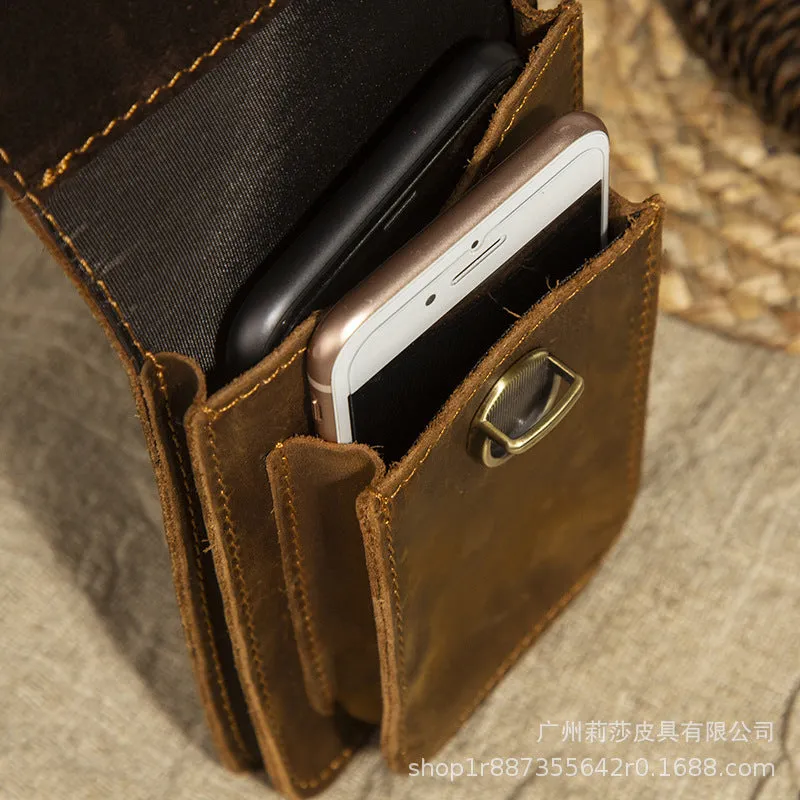 Men's Crazy Horse Leather Mobile Cigarette Case