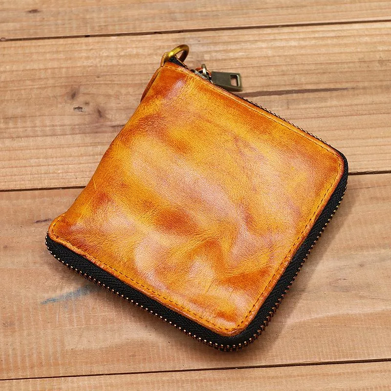 Retro Handmade Genuine Leather Zipper Wallet