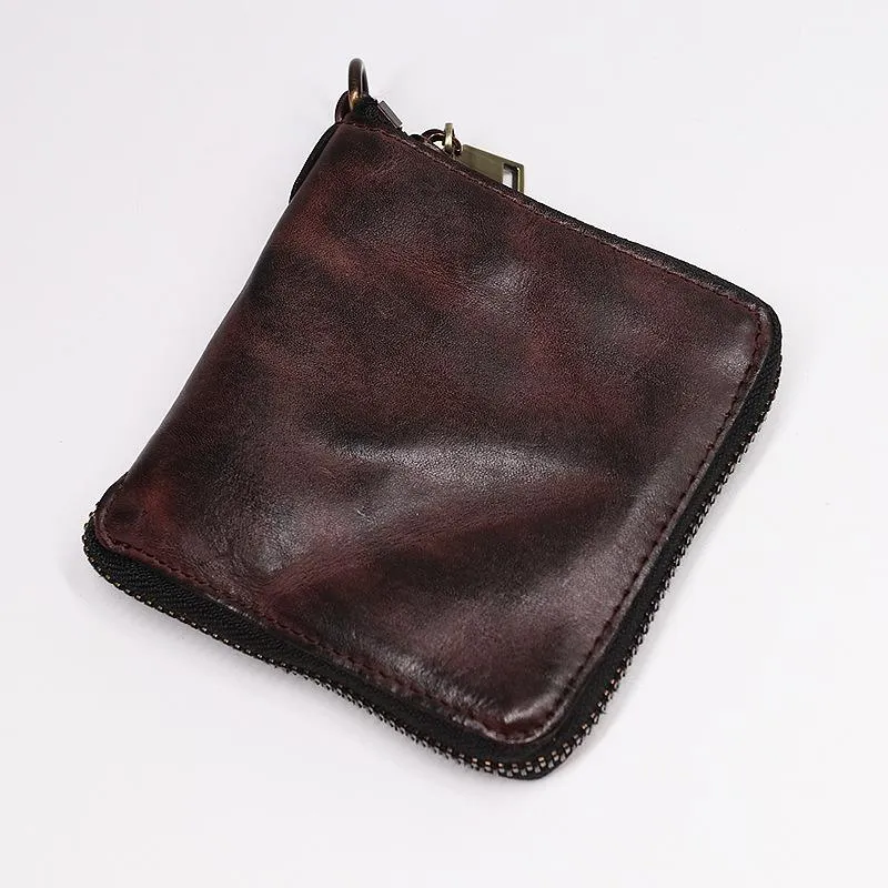 Retro Handmade Genuine Leather Zipper Wallet