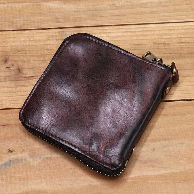 Retro Handmade Genuine Leather Zipper Wallet