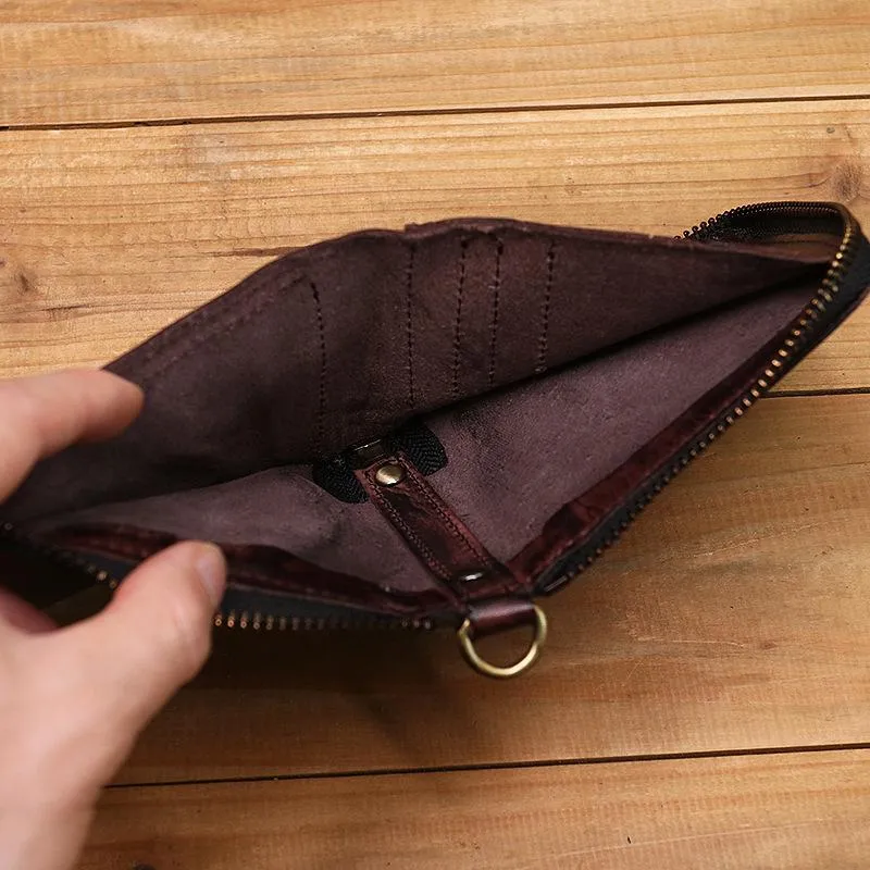 Retro Handmade Genuine Leather Zipper Wallet