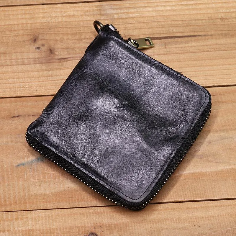 Retro Handmade Genuine Leather Zipper Wallet
