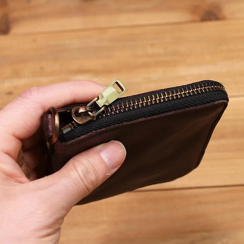 Retro Handmade Genuine Leather Zipper Wallet