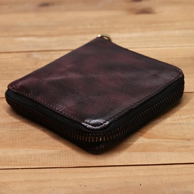 Retro Handmade Genuine Leather Zipper Wallet