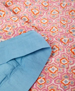 Sky Blue-Trim Abstract Quilted Blanket