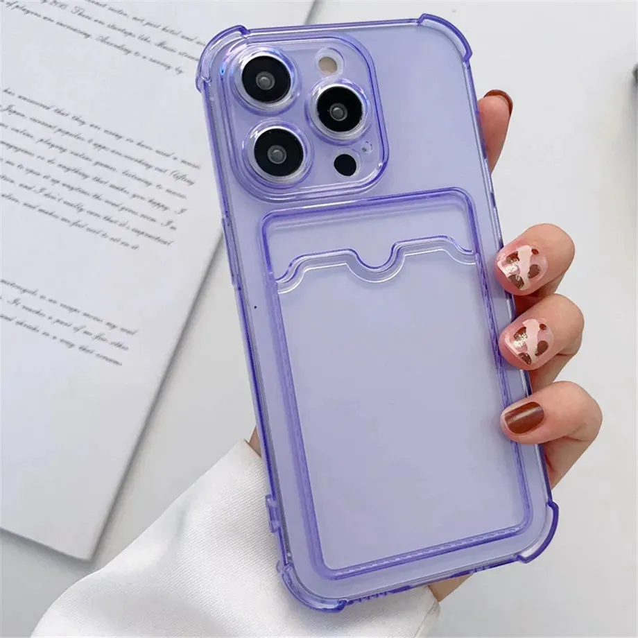 Transparent Card Slot Bag Holder Case for iPhone