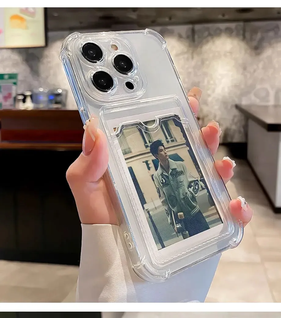 Transparent Card Slot Bag Holder Case for iPhone