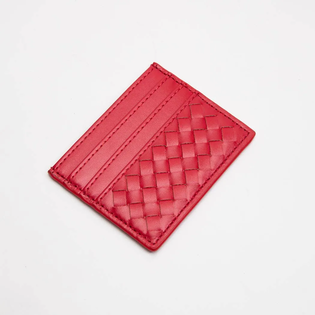 Vegan Leather Woven Braided Card Wallet