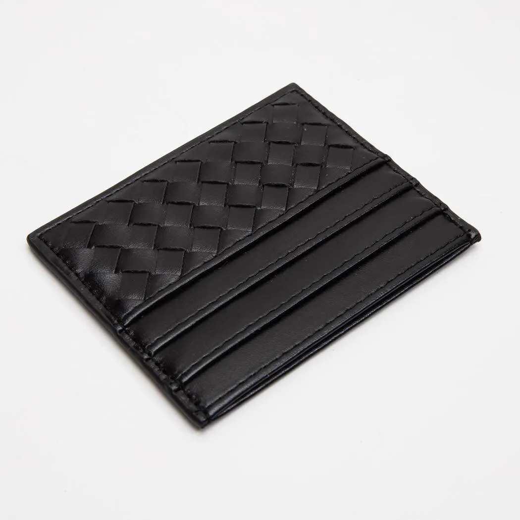Vegan Leather Woven Braided Card Wallet