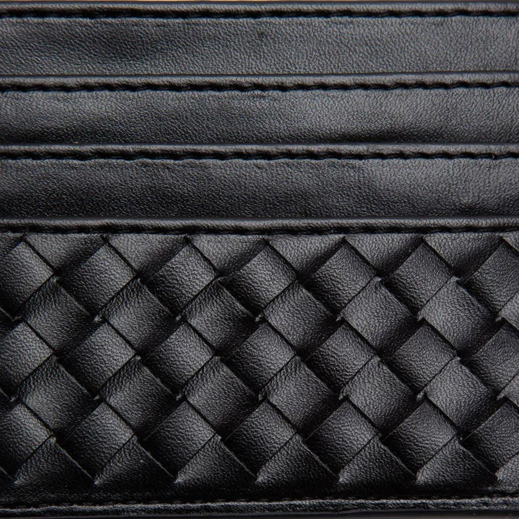 Vegan Leather Woven Braided Card Wallet