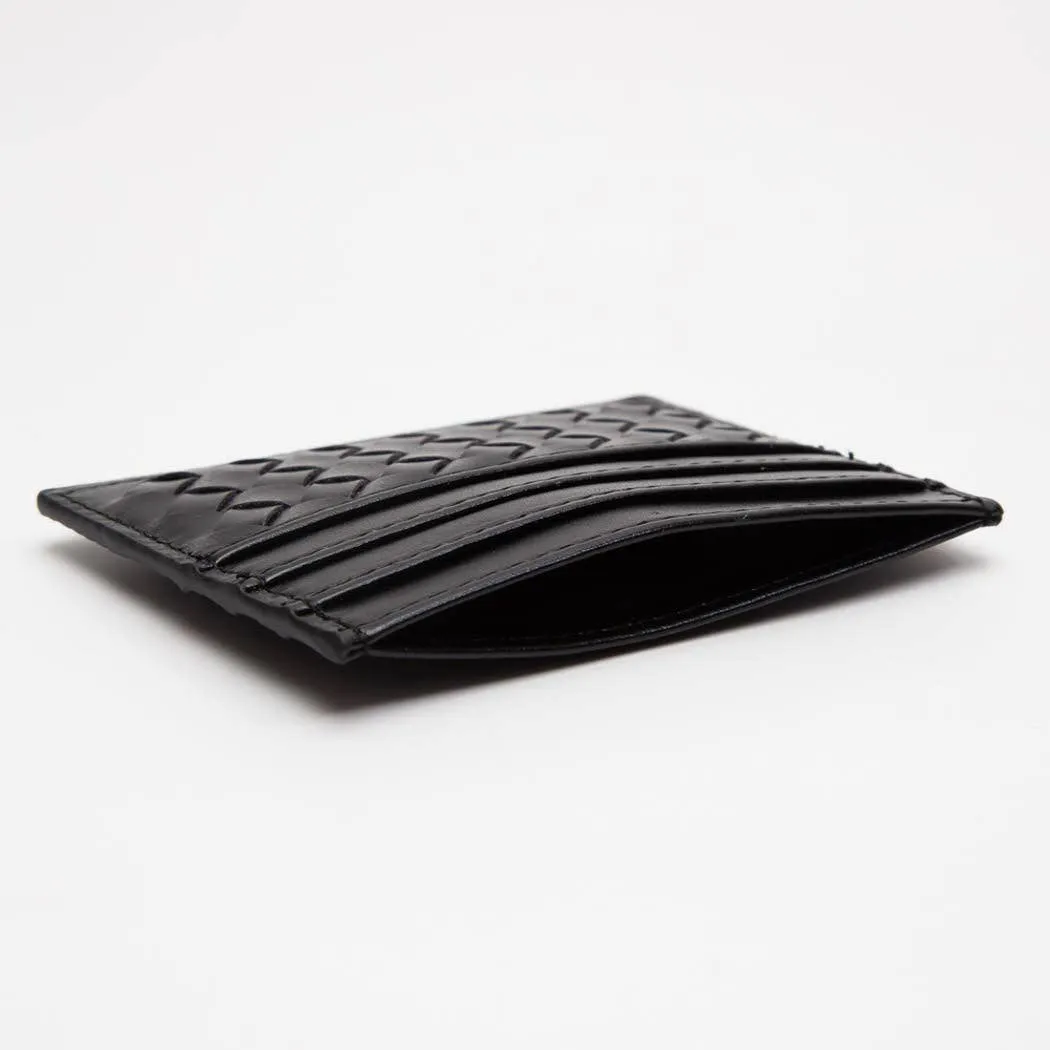 Vegan Leather Woven Braided Card Wallet