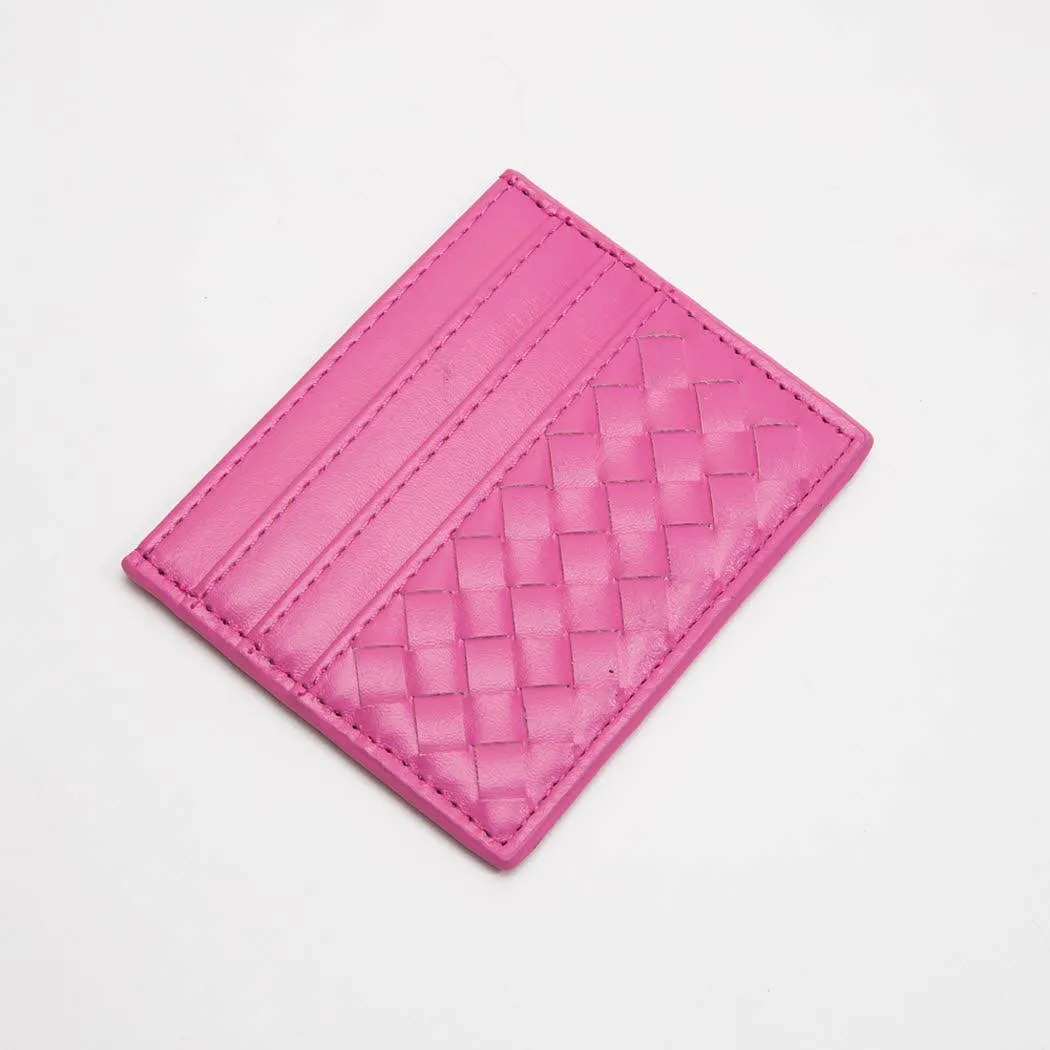 Vegan Leather Woven Braided Card Wallet