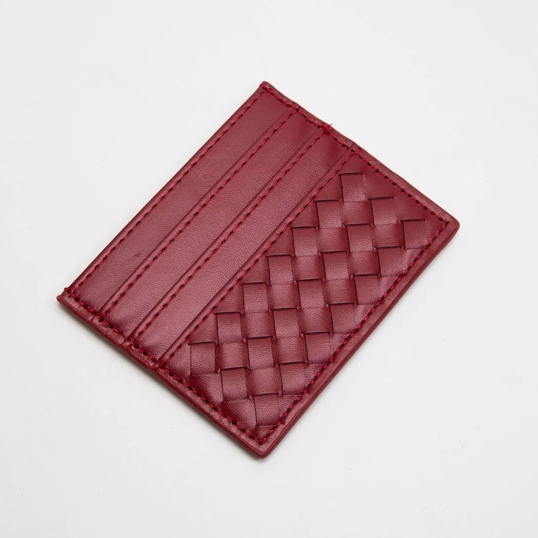 Vegan Leather Woven Braided Card Wallet
